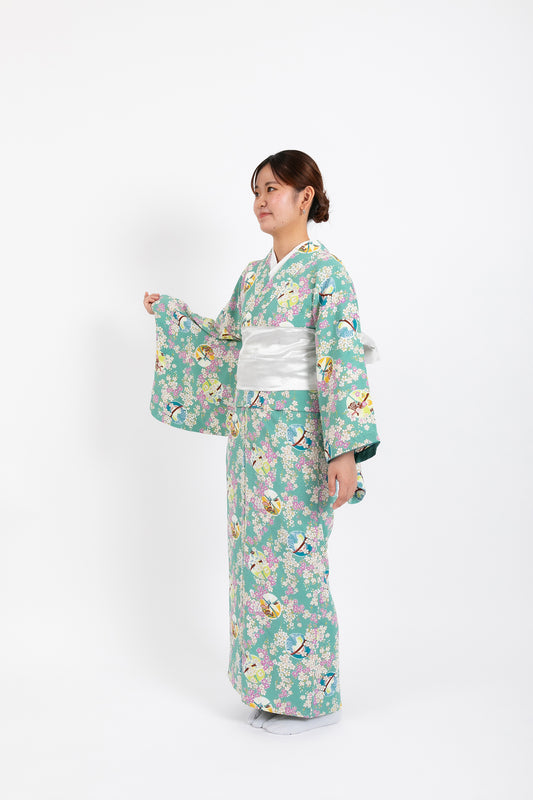YOURかんたん着物 桜と扇面 | 優美な和モダンデザイン
