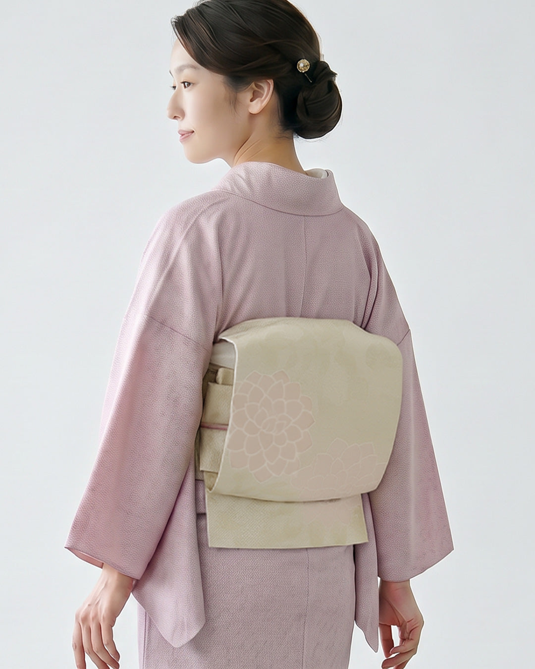 YOURかんたん帯 シャンパンゴールド花紋様 Fサイズ | 大人のお太鼓作り帯