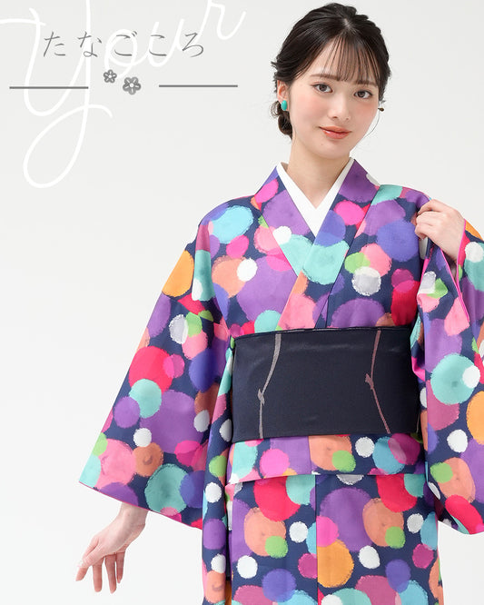 YOURかんたん着物 たなごころ | 色鮮やかな水玉模様が織りなすモダンでカジュアルな着物